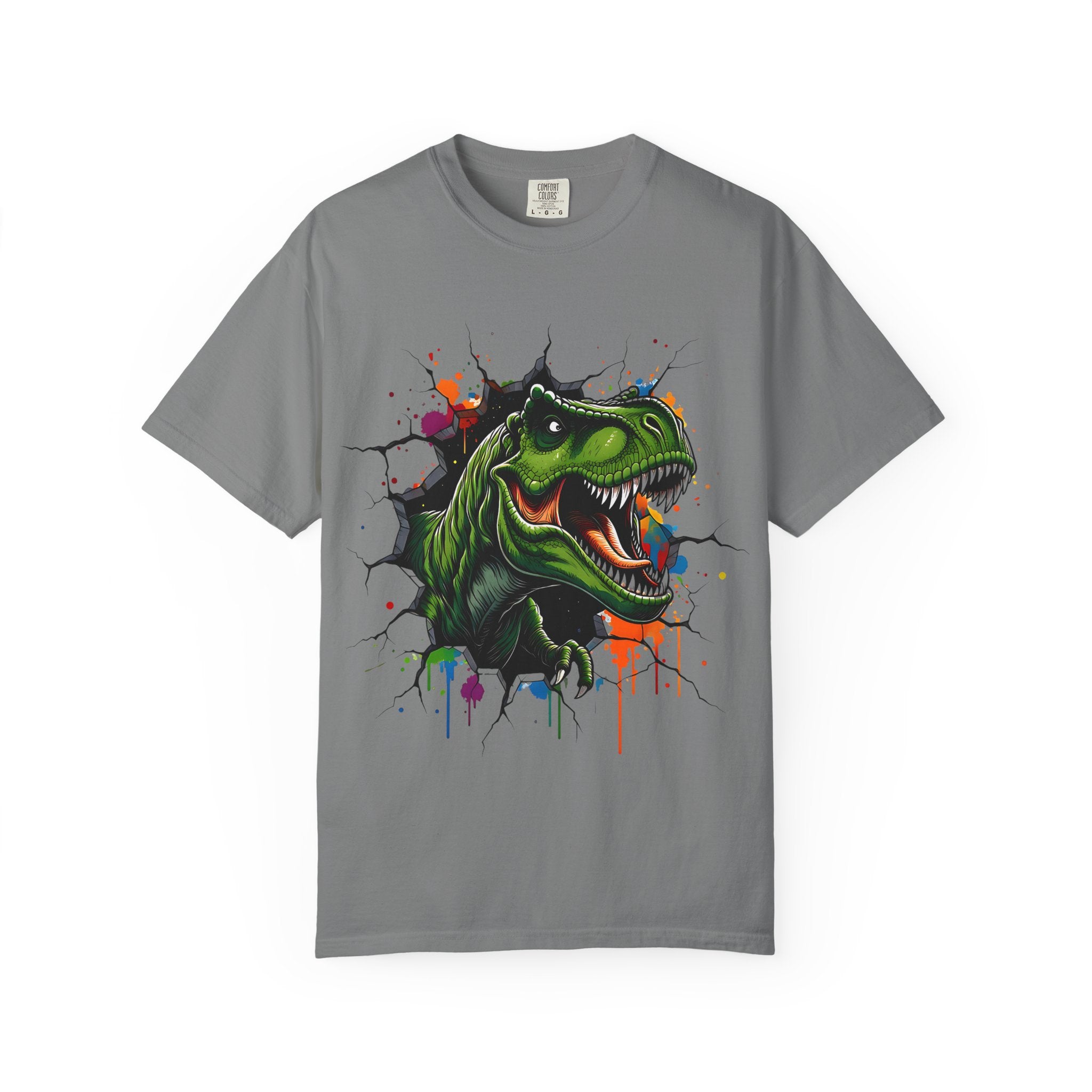 T Rex Burst Graphic T Shirt Colorful Dino Head Tee
