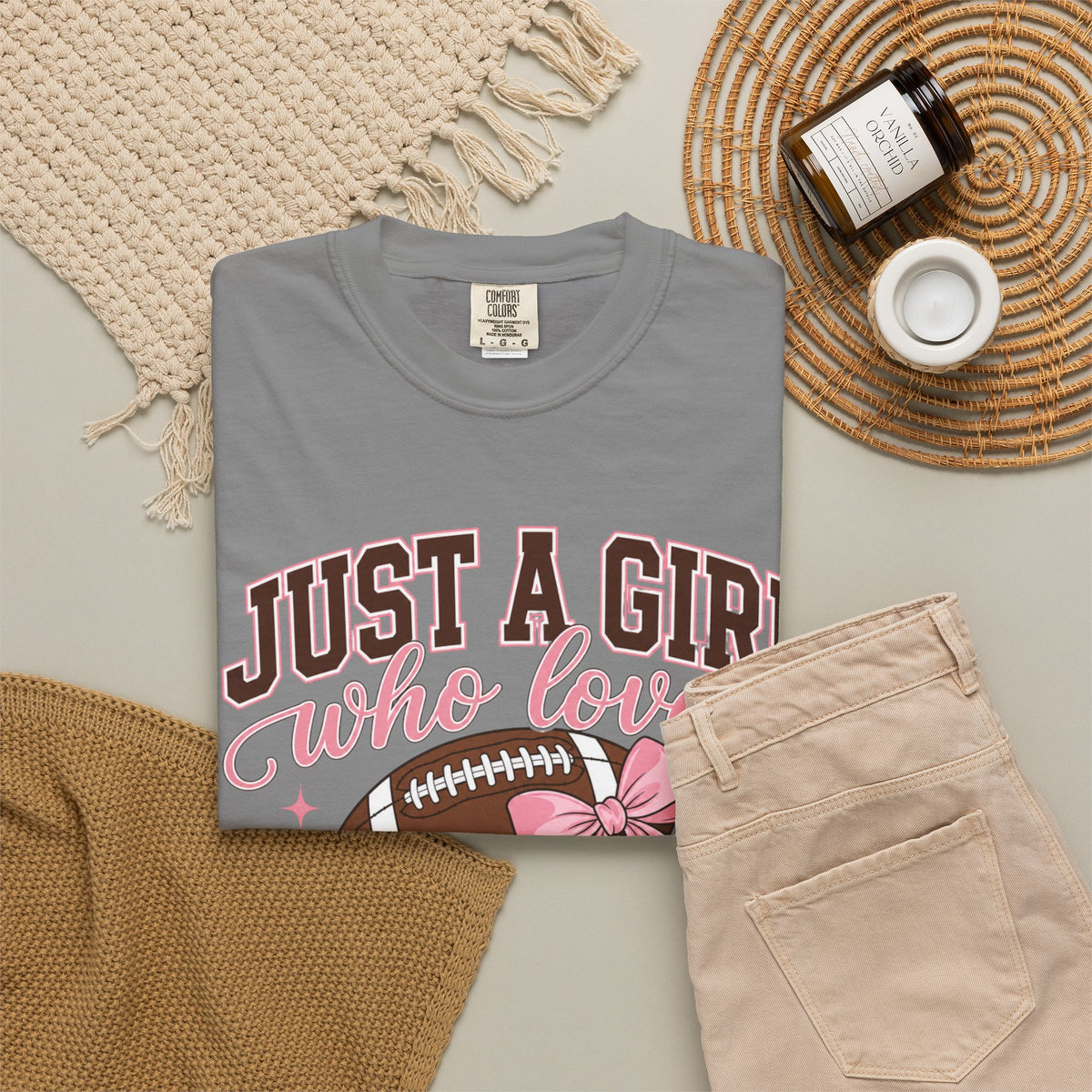 Just A Girl Who Loves Football T Shirt Pink Bow Football Tee