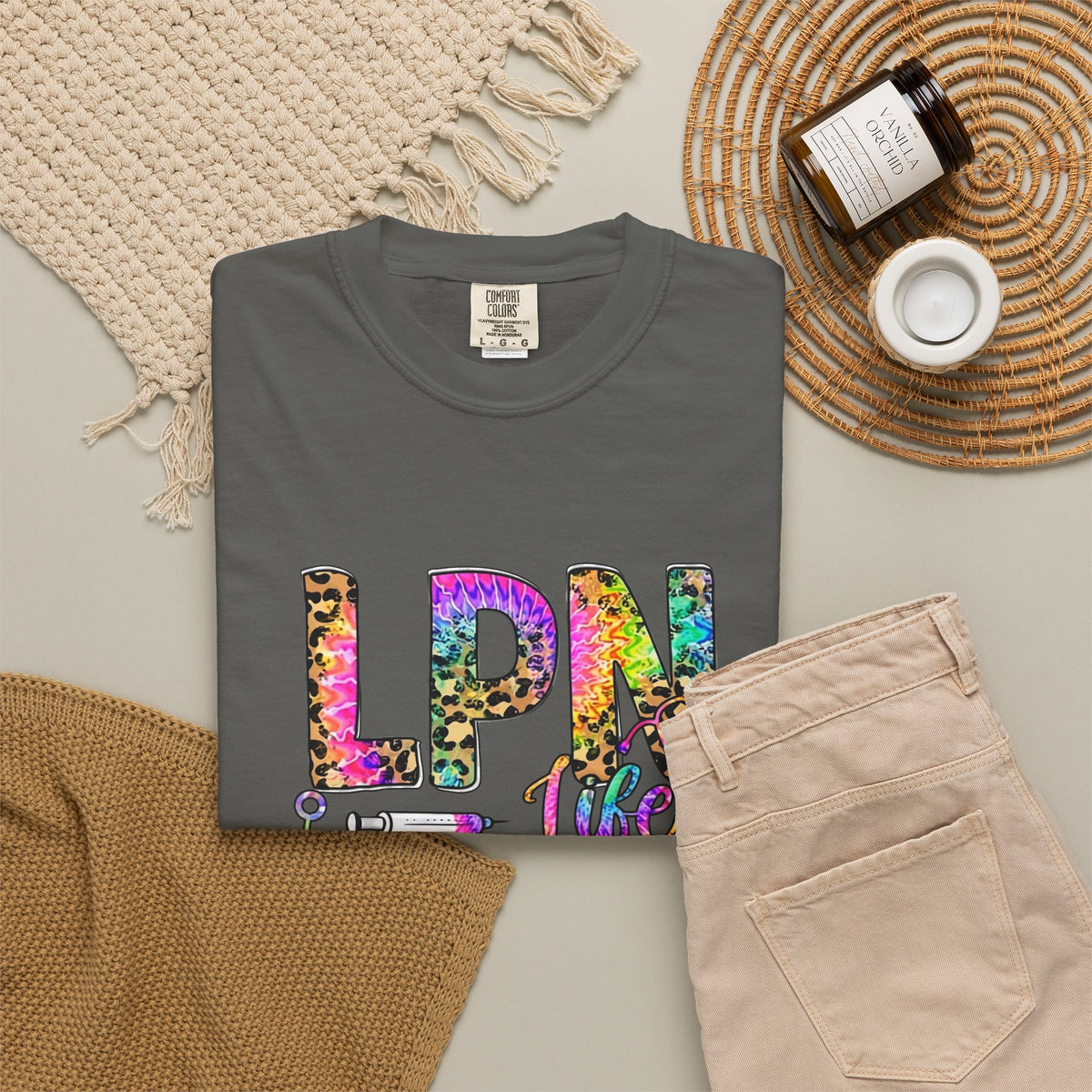 LPN Life T Shirt Colorful Leopard Stethoscope Nursing Tee