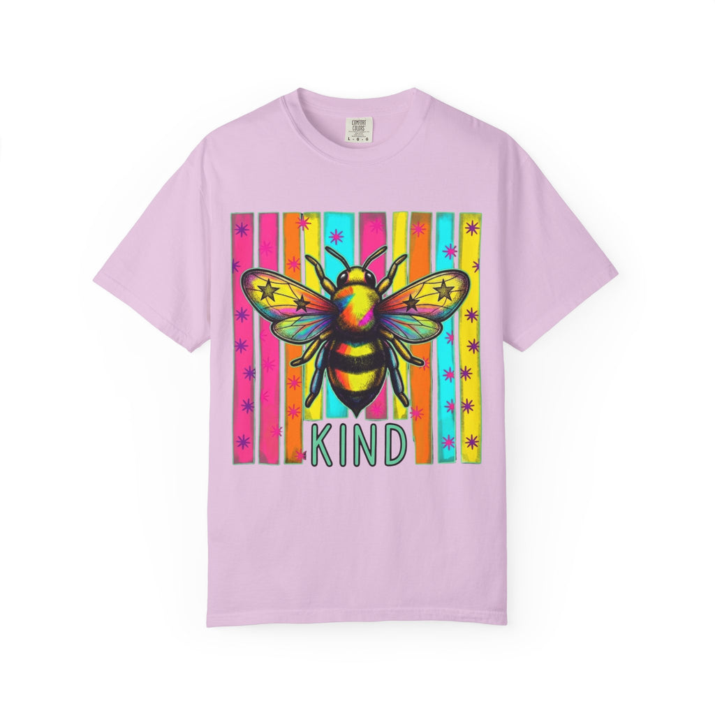 Bee Kind T Shirt Colorful Retro Striped Graphic Tee