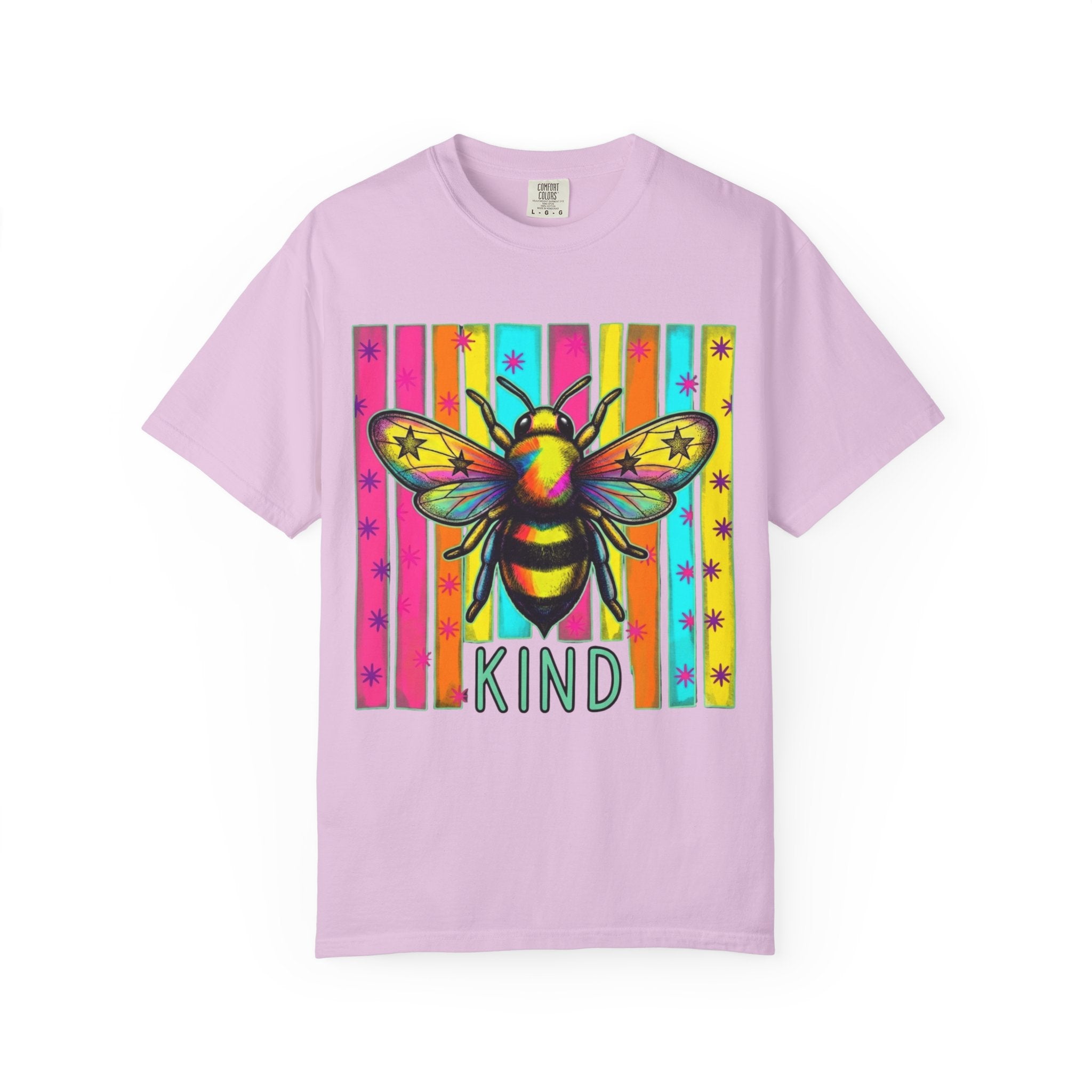 Bee Kind T Shirt Colorful Retro Striped Graphic Tee