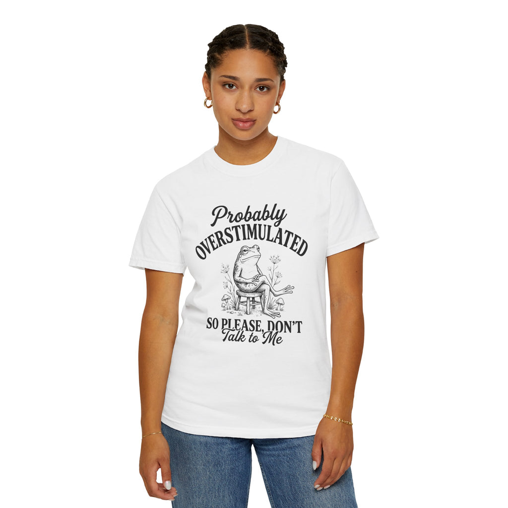 Probably Overstimulated Frog Tee Shirt So Please Dont Talk to Me Graphic Tee