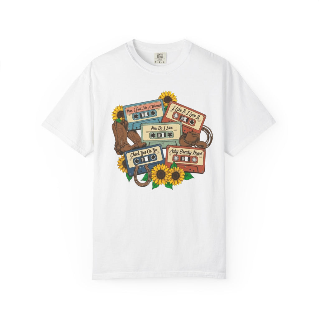 Cassette Mix T Shirt Retro Sunflower Tape Design
