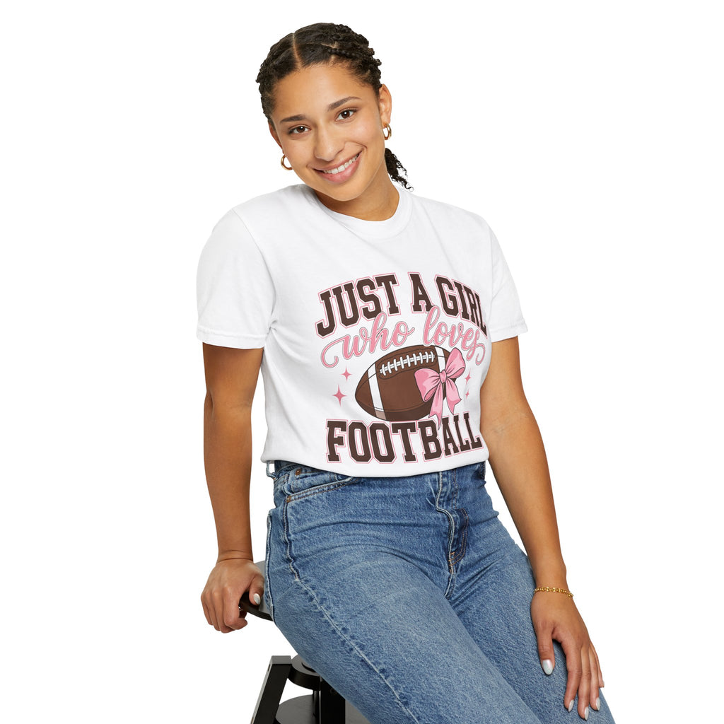 Just A Girl Who Loves Football T Shirt Pink Bow Football Tee