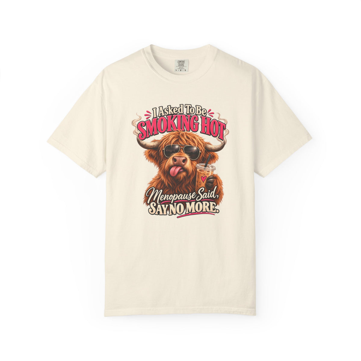 Menopause Smoking Hot Tee Shirt Funny Cow with Sunglasses and Drink