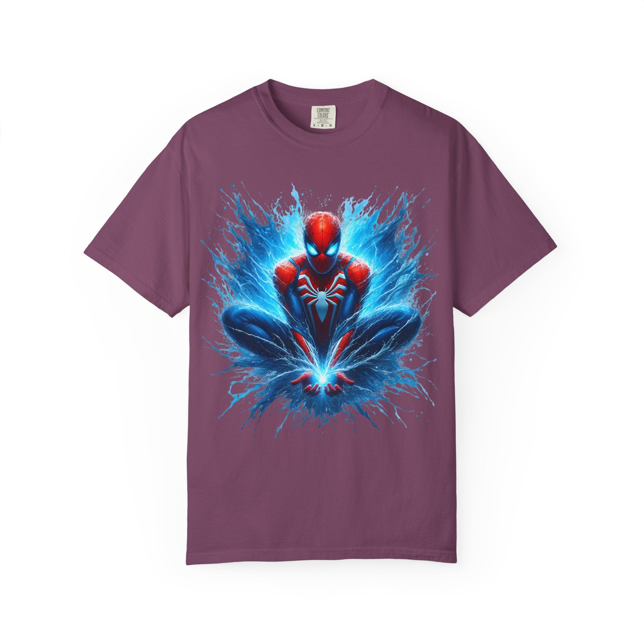 Spider Hero Graphic T Shirt Dynamic Blue Splash Superhero Tee