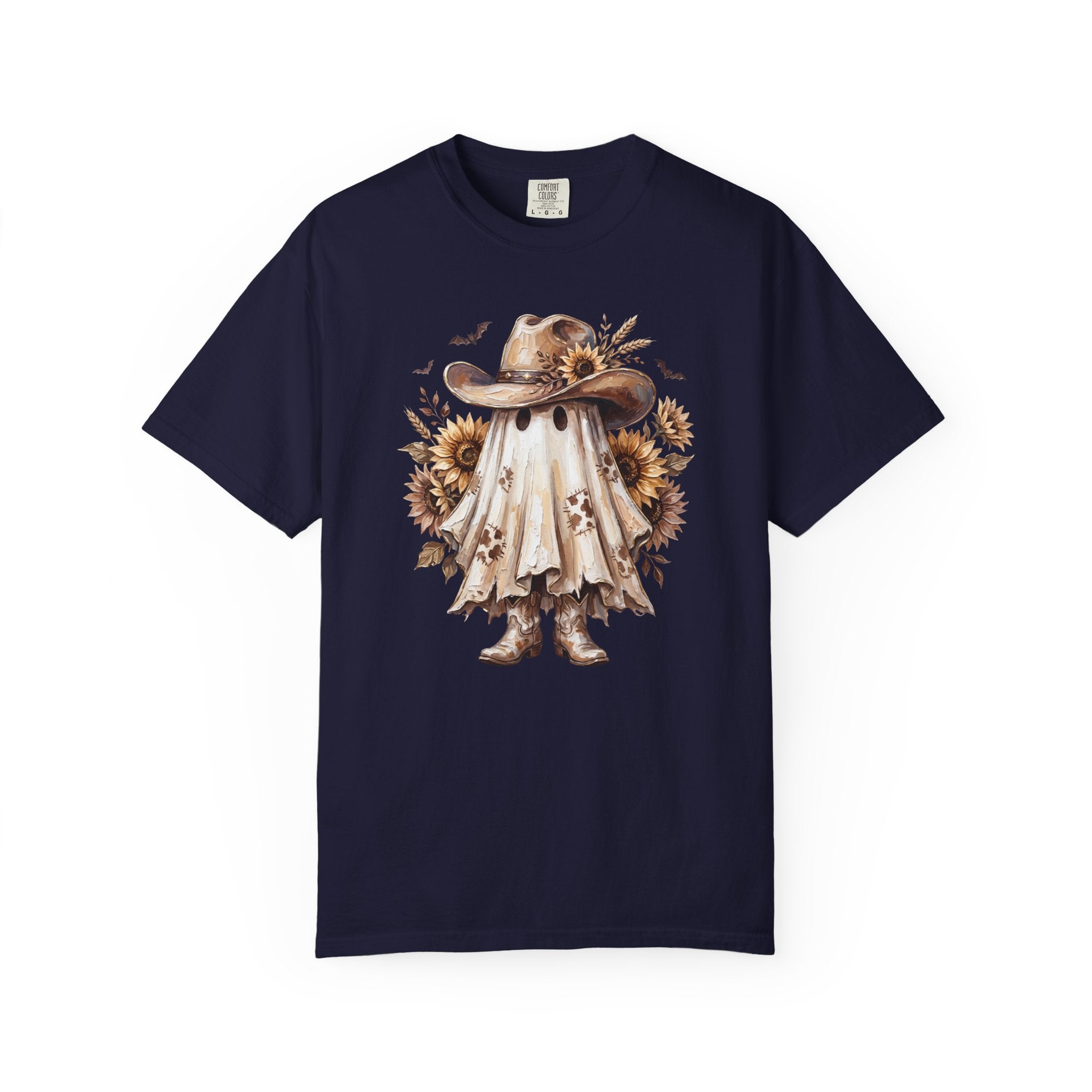 Ghost Cowboy T Shirt Cute Sunflower Halloween Tee