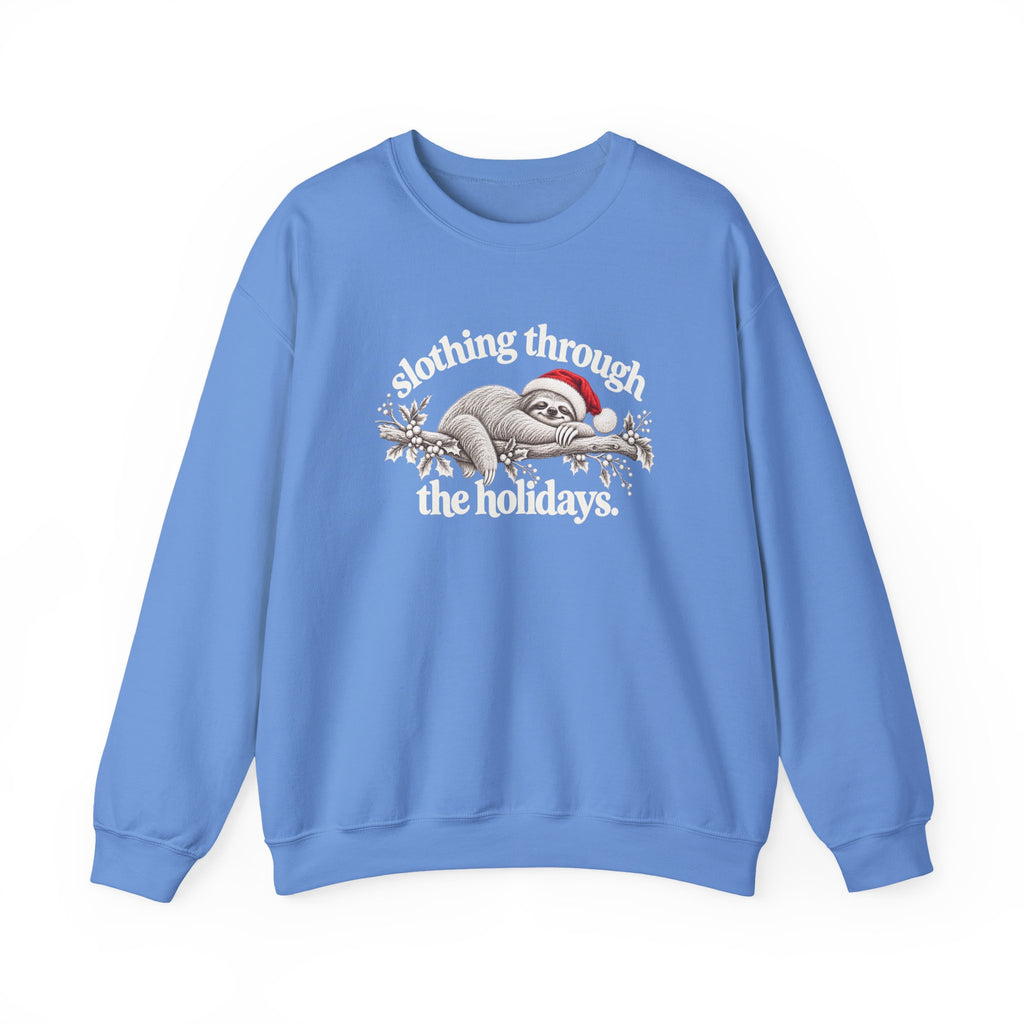 Funny Christmas Sloth Sweatshirt, Slothing Through the Holidays Crewneck, Cute Santa Sloth Shirt, Vintage Holiday Sweater, Christmas Gift