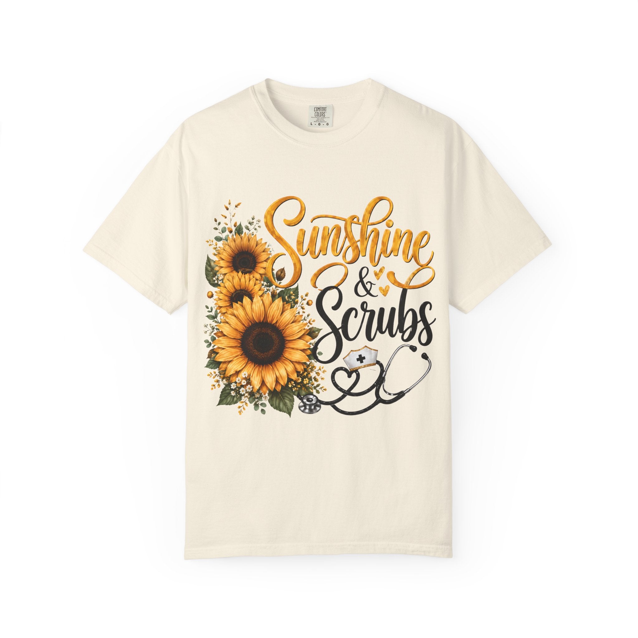 Sunshine and Scrubs Sunflower Nurse T Shirt