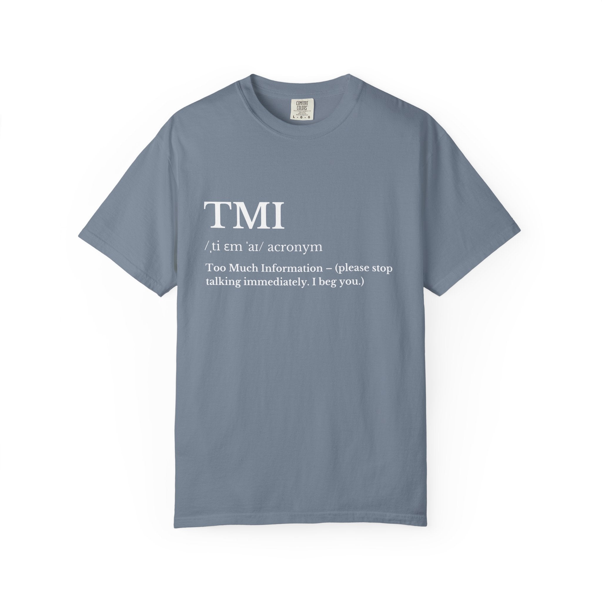 T Shirt TMI Definition Graphic Tee Too Much Information, Funny Introvert Shirt