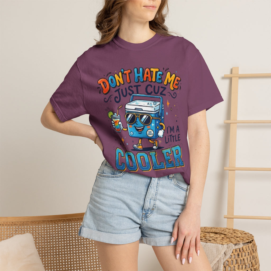 Cooler Cartoon T‑Shirt Don't Hate Me Just Cuz Im a Little Cooler Funny Graphic Tee