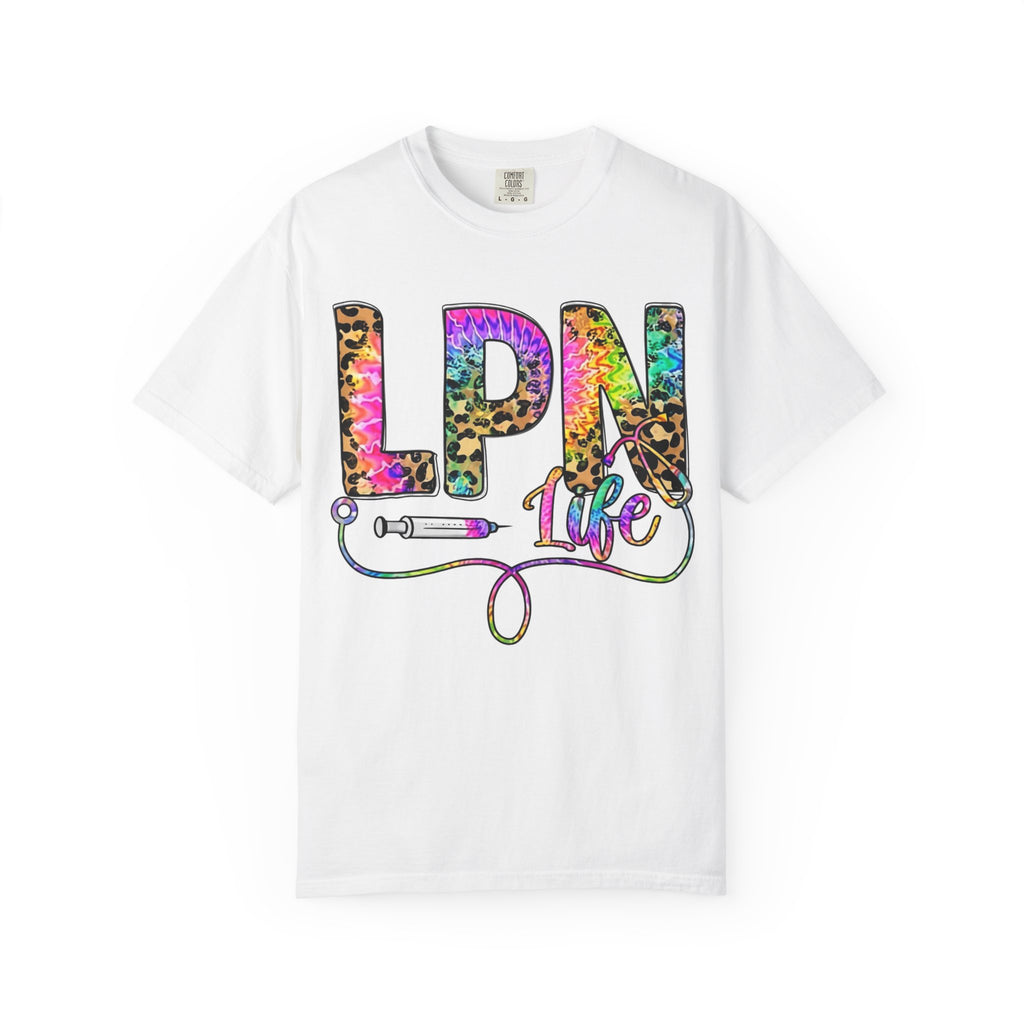 LPN Life T Shirt Colorful Leopard Stethoscope Nursing Tee