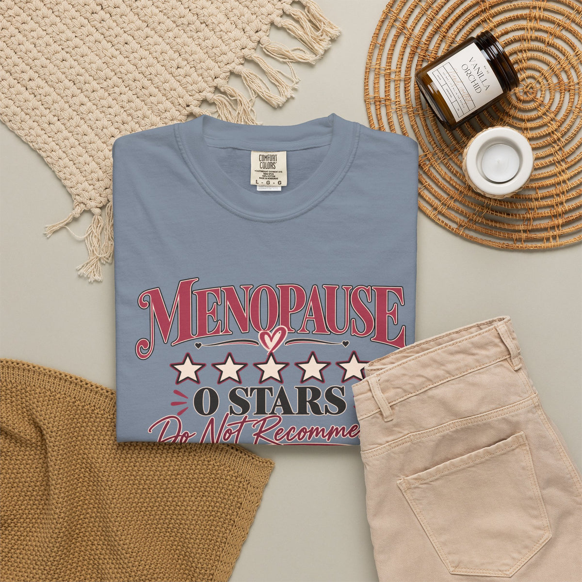 Menopause 0 Stars T-Shirt, Do Not Recommend Tee, Funny Menopause Shirt, Women Over 40 50 Gift, Perimenopause Humor Comfort Tee