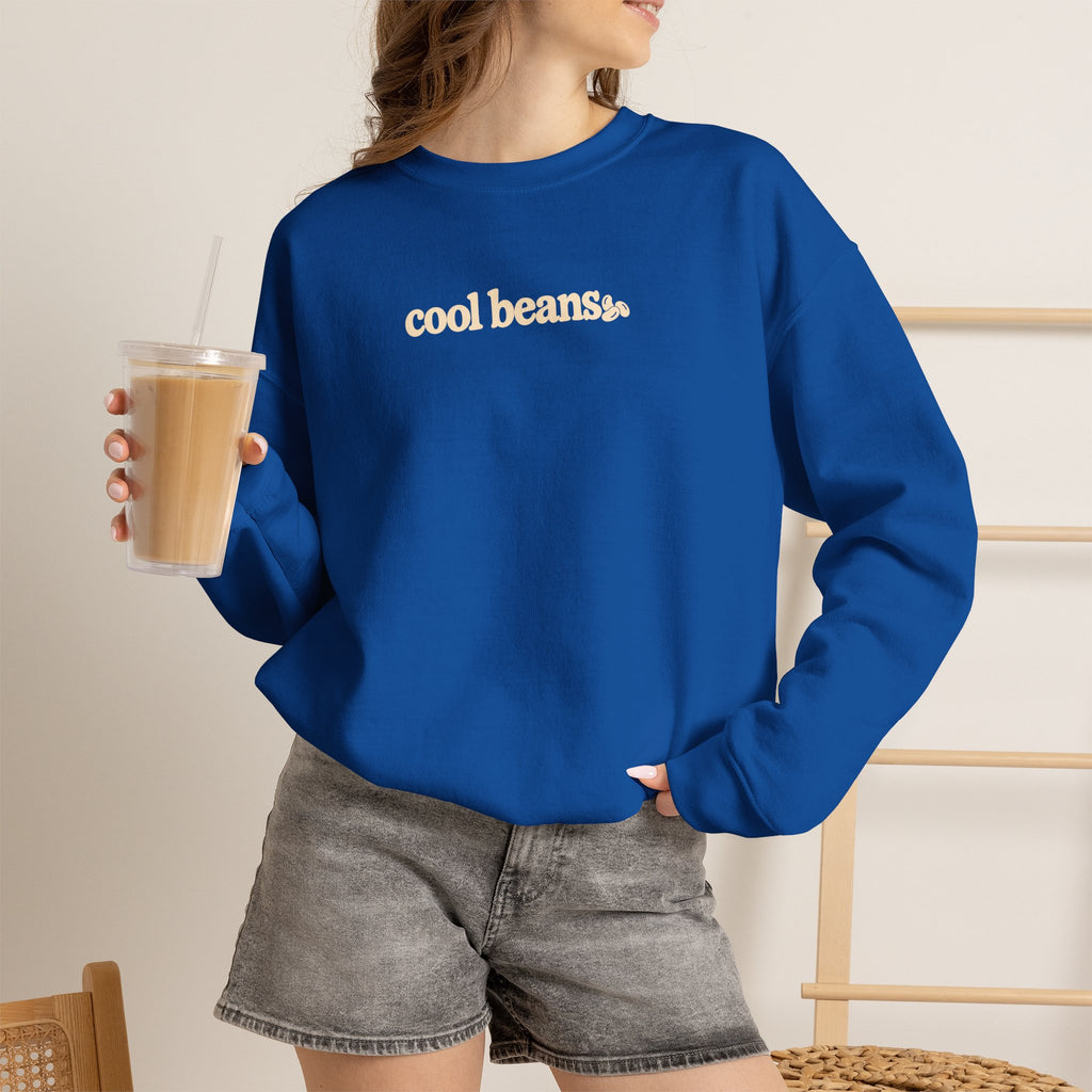 cool beans text Crewneck Sweatshirt | minimalist typography, black sweatshirt