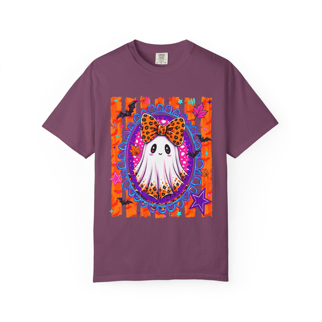 Halloween Ghost Tee Cute Polka Dot Bow Ghost Graphic T Shirt