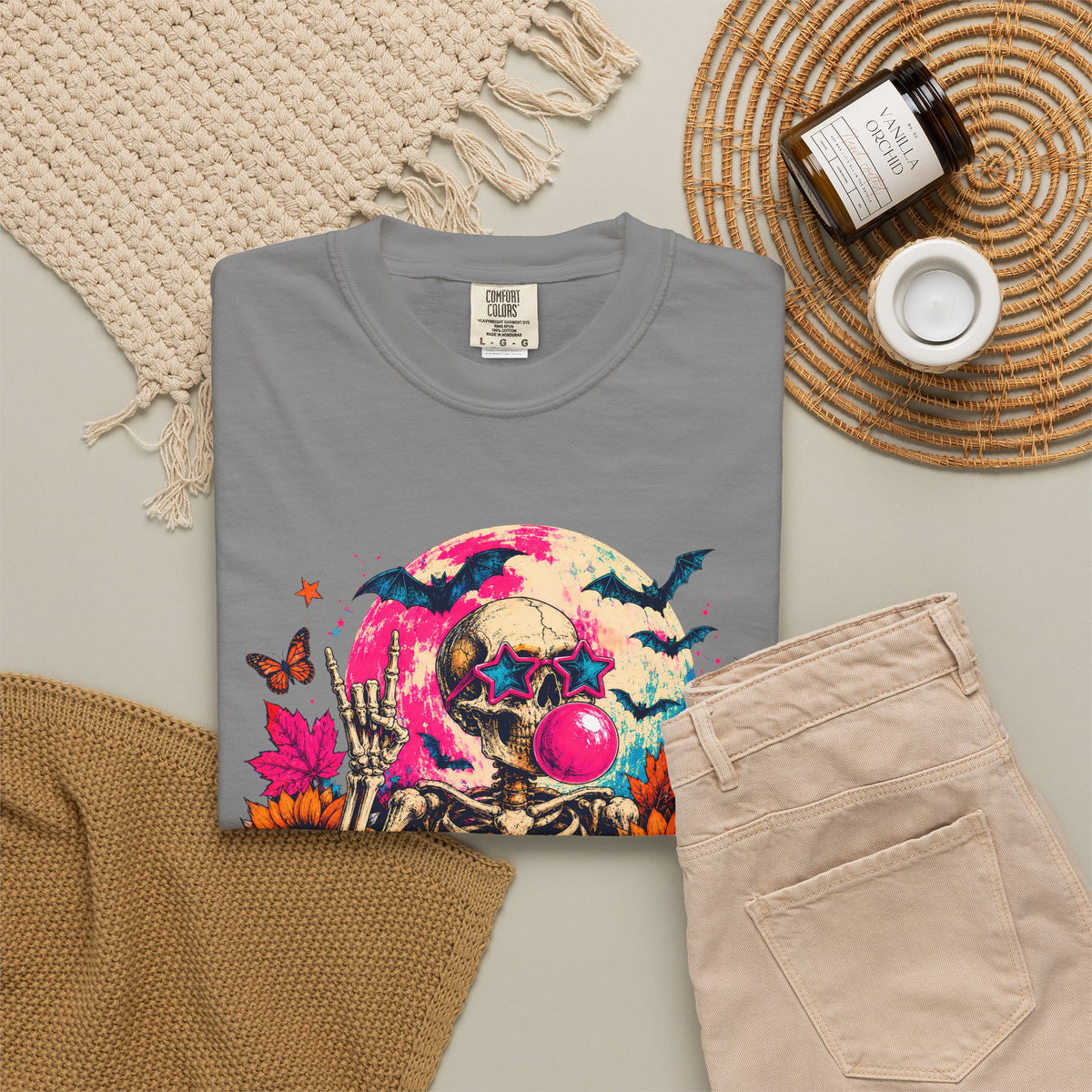 Spooky Season Skull T Shirt Colorful Halloween Skeleton Graphic Tee