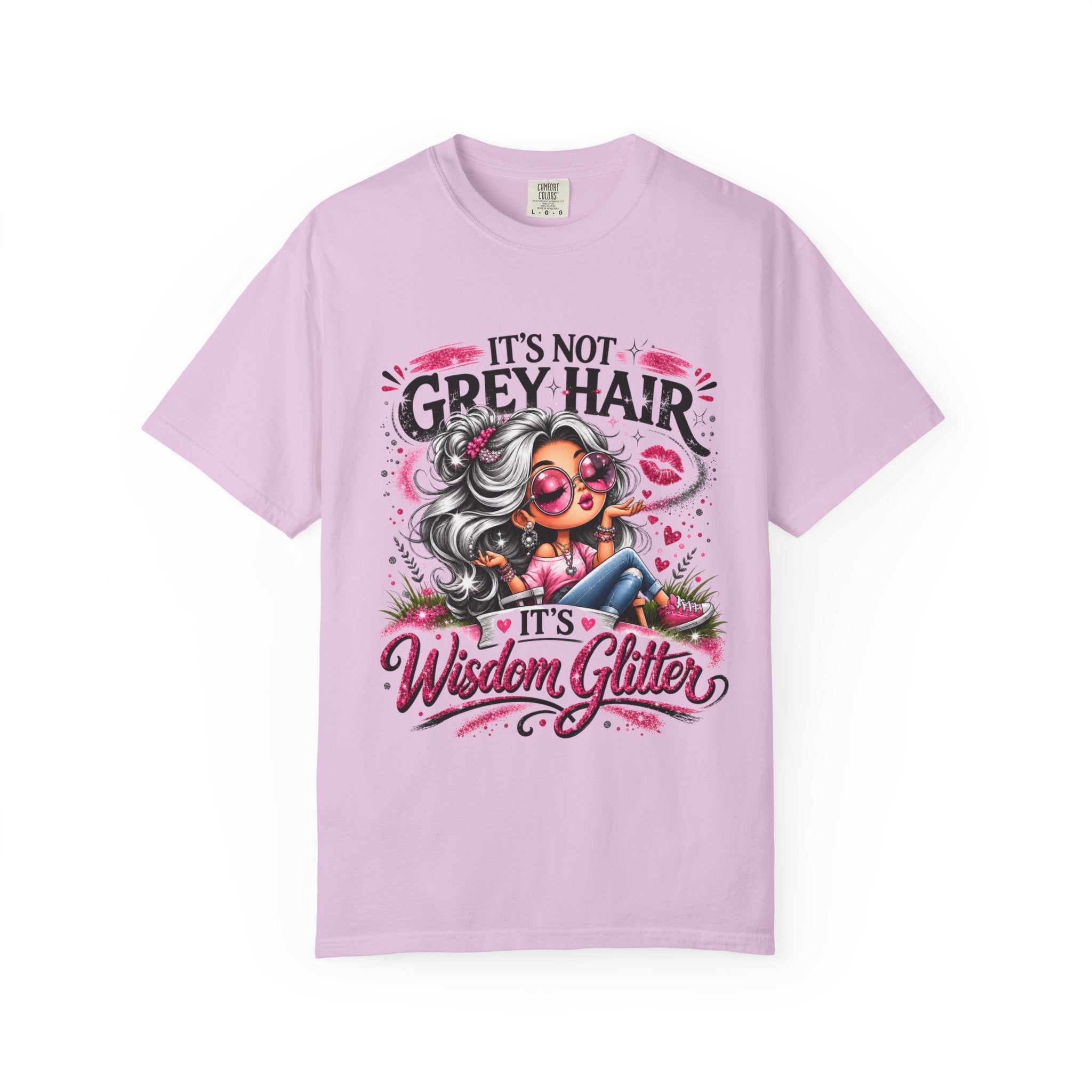 T-Shirt Its Not Grey Hair Its Wisdom Glitter Graphic Tee