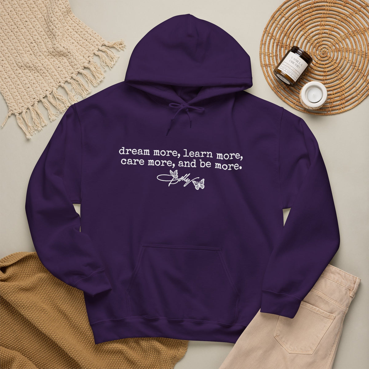dream more learn more care more hoodie inspirational quote sweatshirt