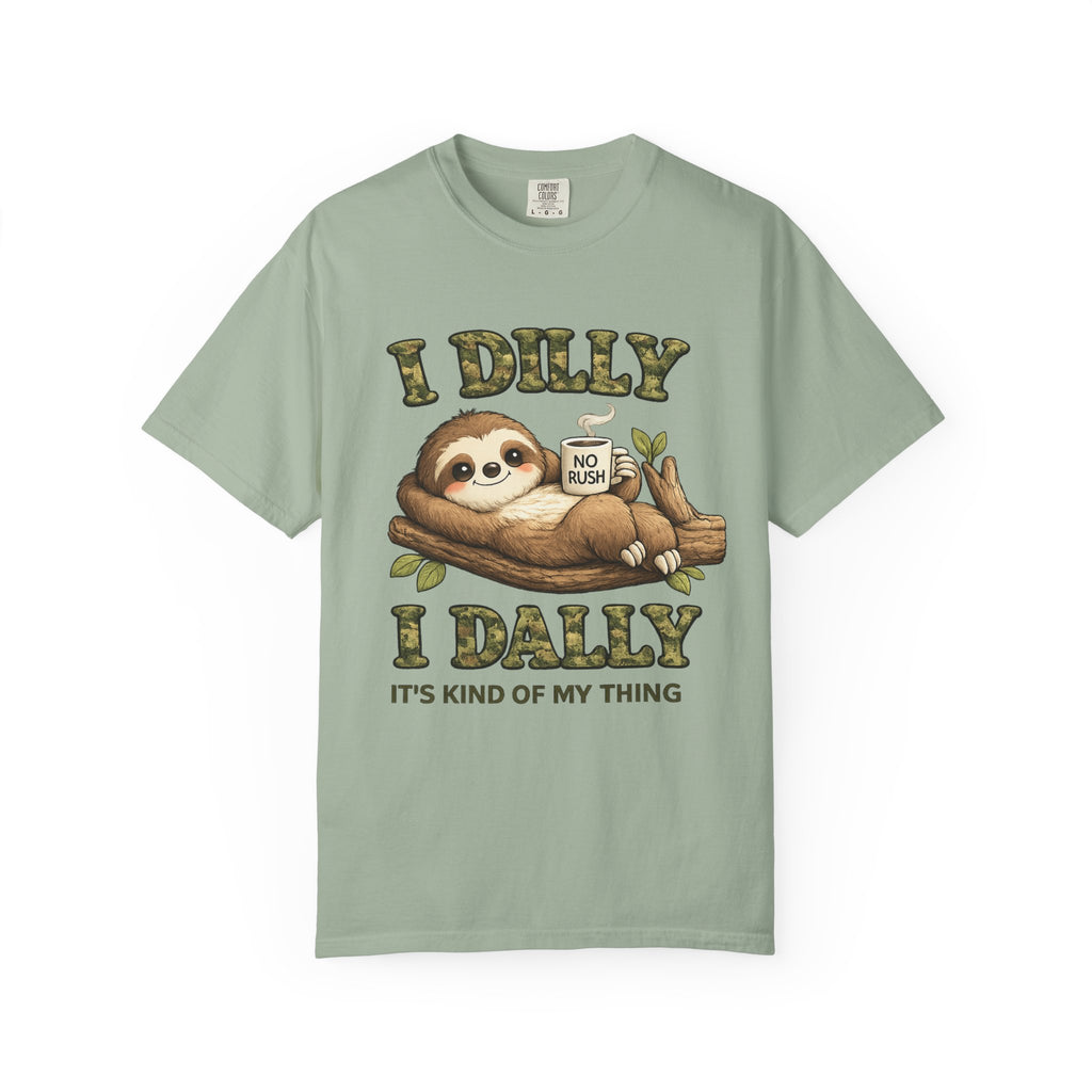 Sloth I Dilly I Dally Relaxed T-Shirt Funny Lazy Day Graphic Tee