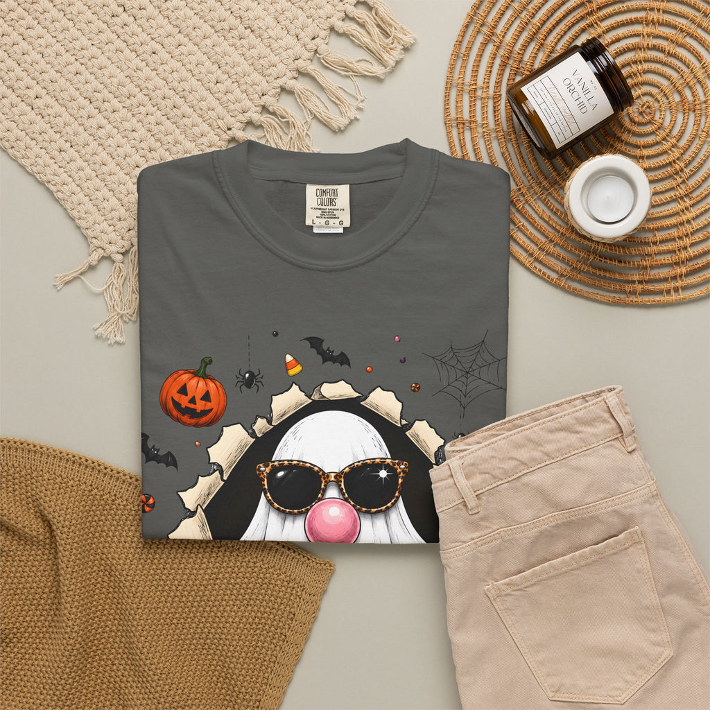 Halloween Gnome T-Shirt Funny Bubblegum Ghost and Leopard Butt Graphic Tee