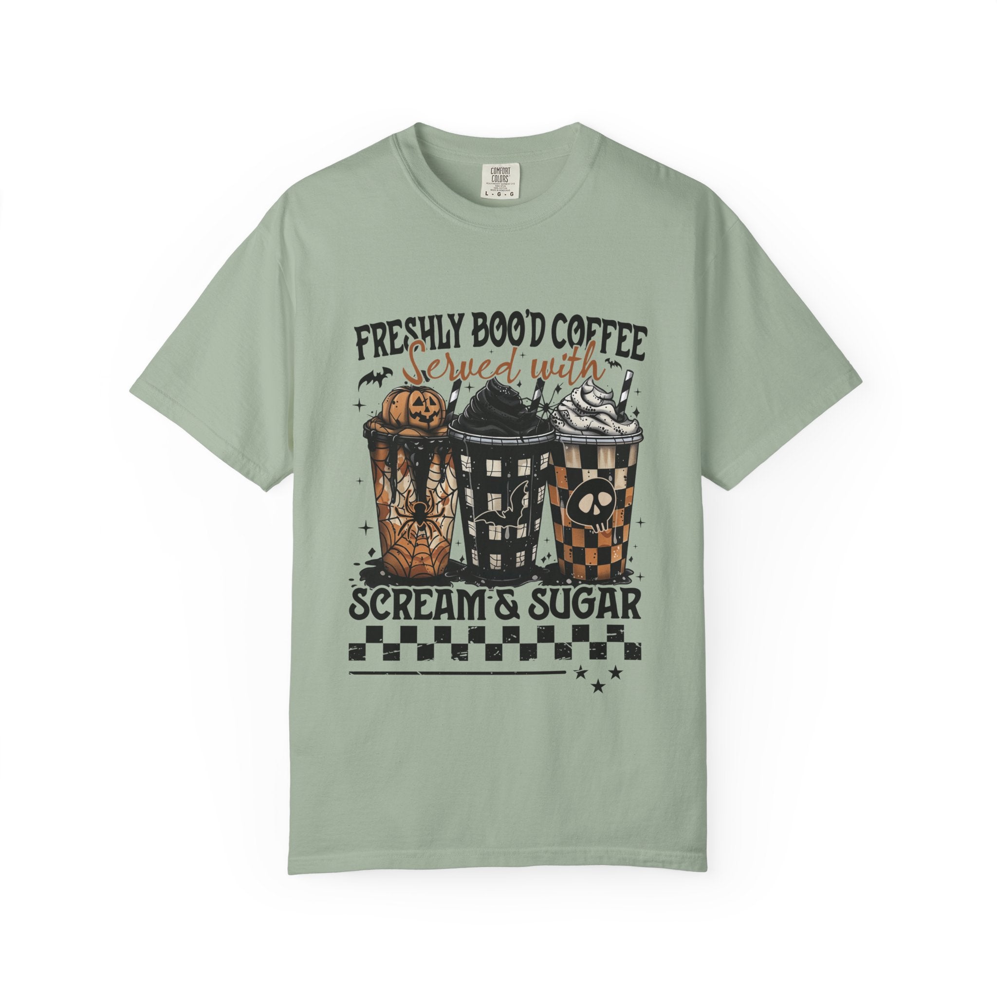Coffee and Candy Halloween T Shirt Freshly Boo d Coffee Served with Scream and Sugar