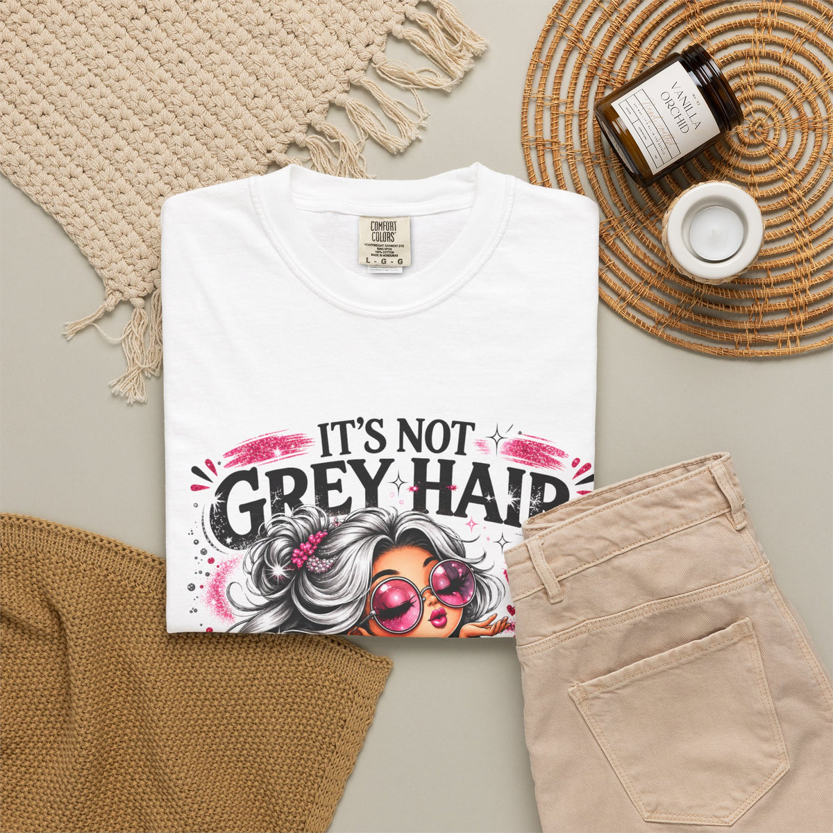 T-Shirt Its Not Grey Hair Its Wisdom Glitter Graphic Tee