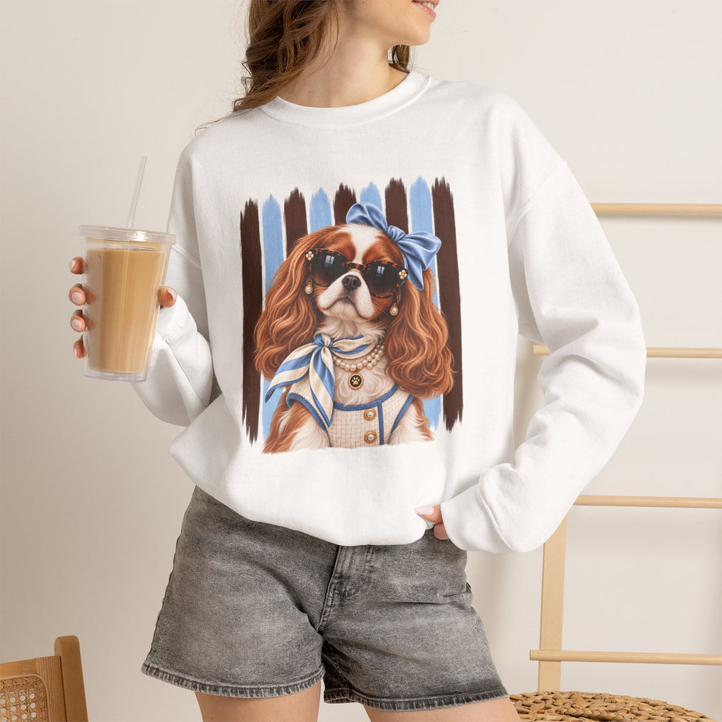 Cavalier King Charles Spaniel Sweatshirt, Cavalier Mom Gift, Unique Dog Lover Sweater, Artsy Boutique Dog Apparel, Original Pet Lover Gift