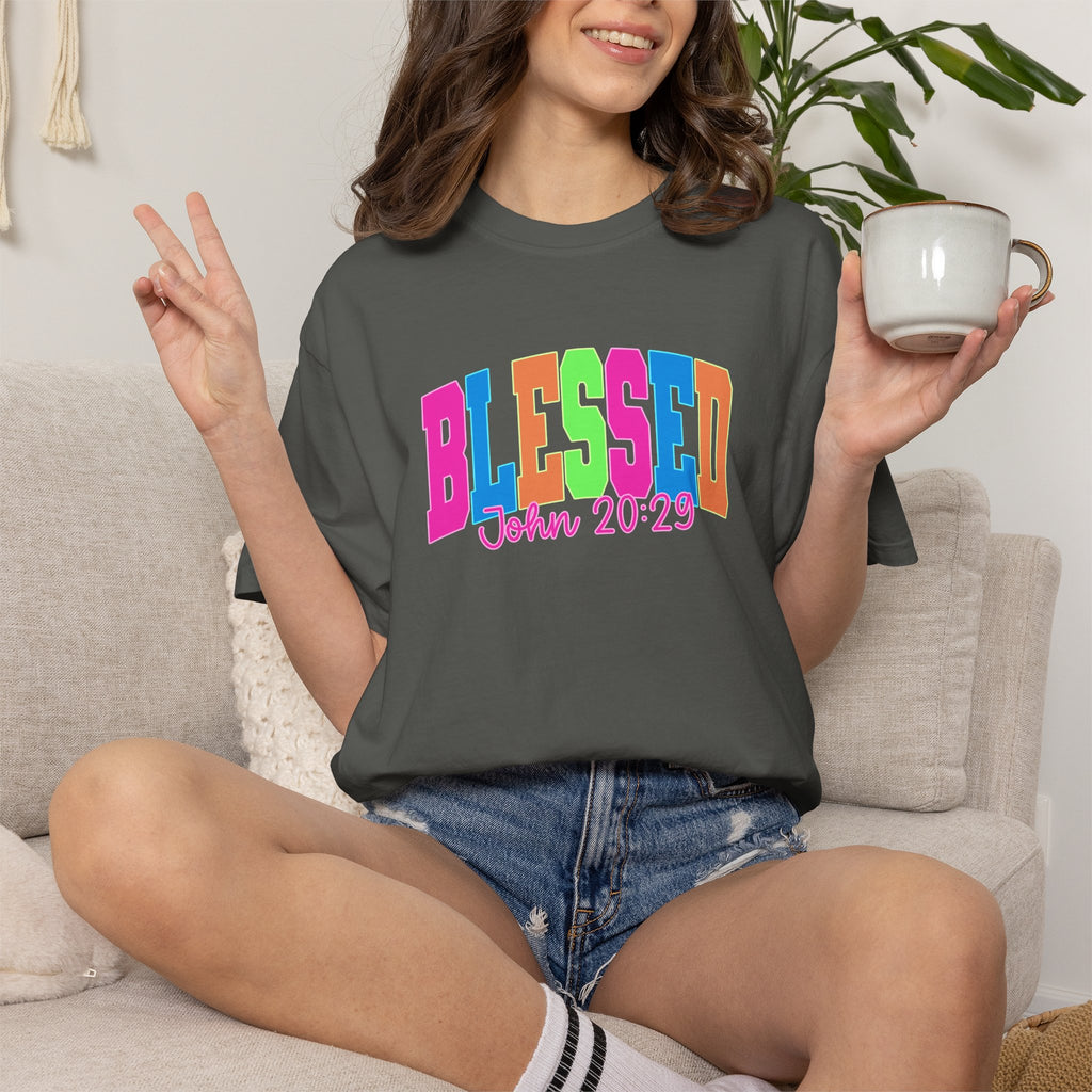 Blessed John 20:23 T shirt | Colorful Retro Gospel Tee