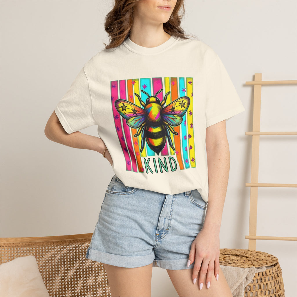Bee Kind T Shirt Colorful Retro Striped Graphic Tee