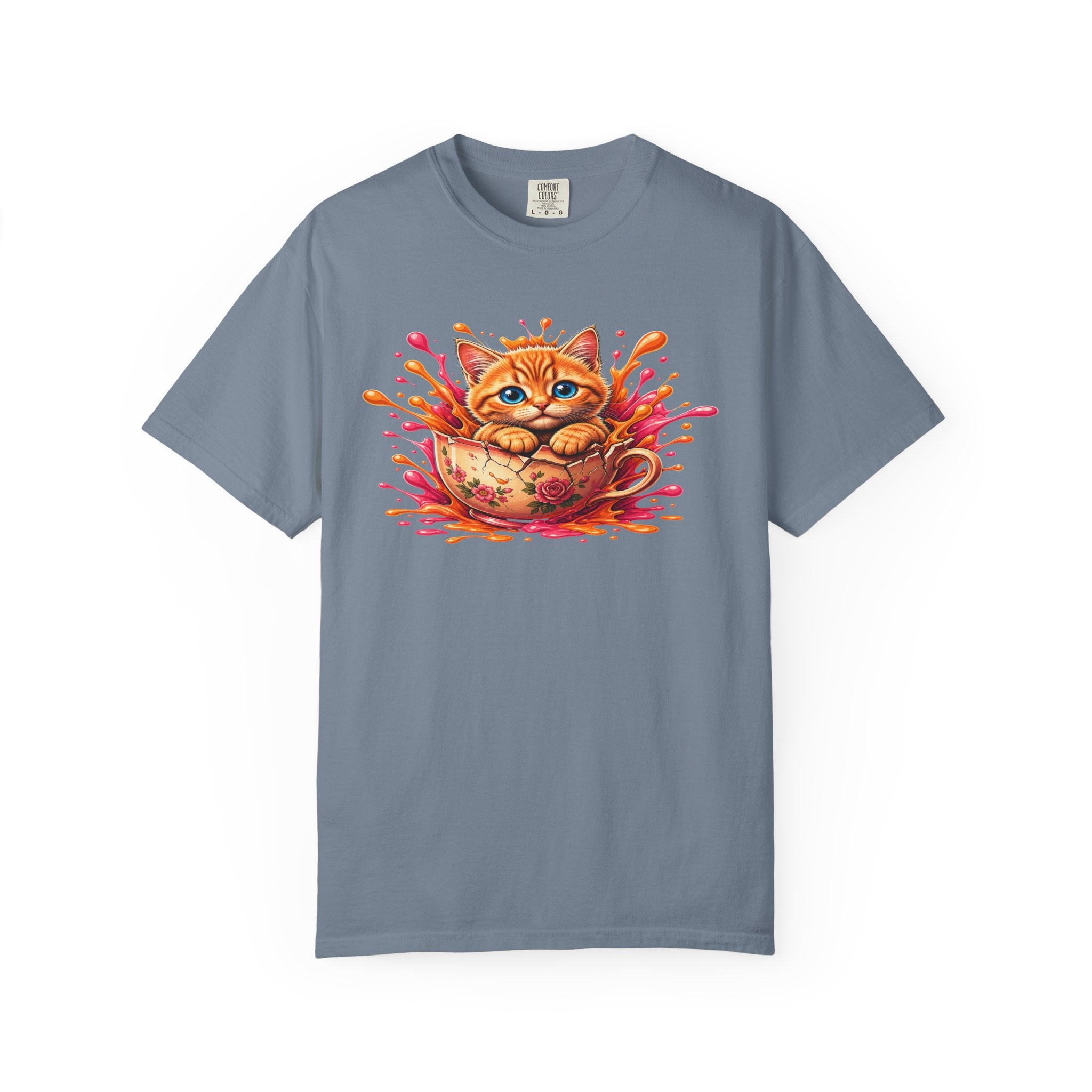 Cat Splash T Shirt Cute Orange Kitten Graphic Tee