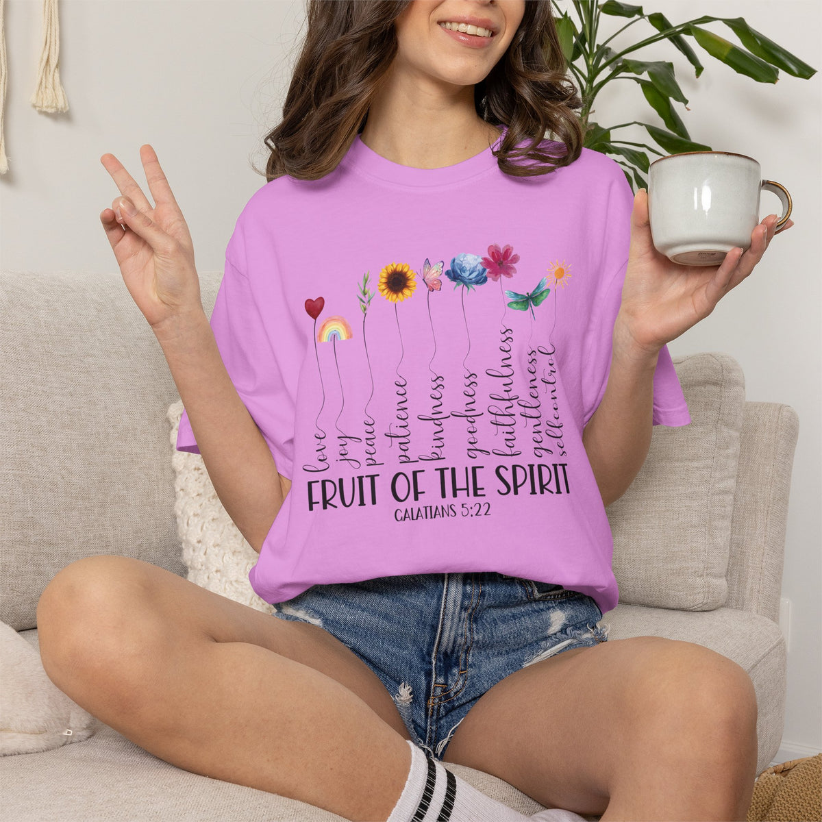 Fruit of the Spirit Floral Tee shirt | Galatians 5:22 Scripture Tee