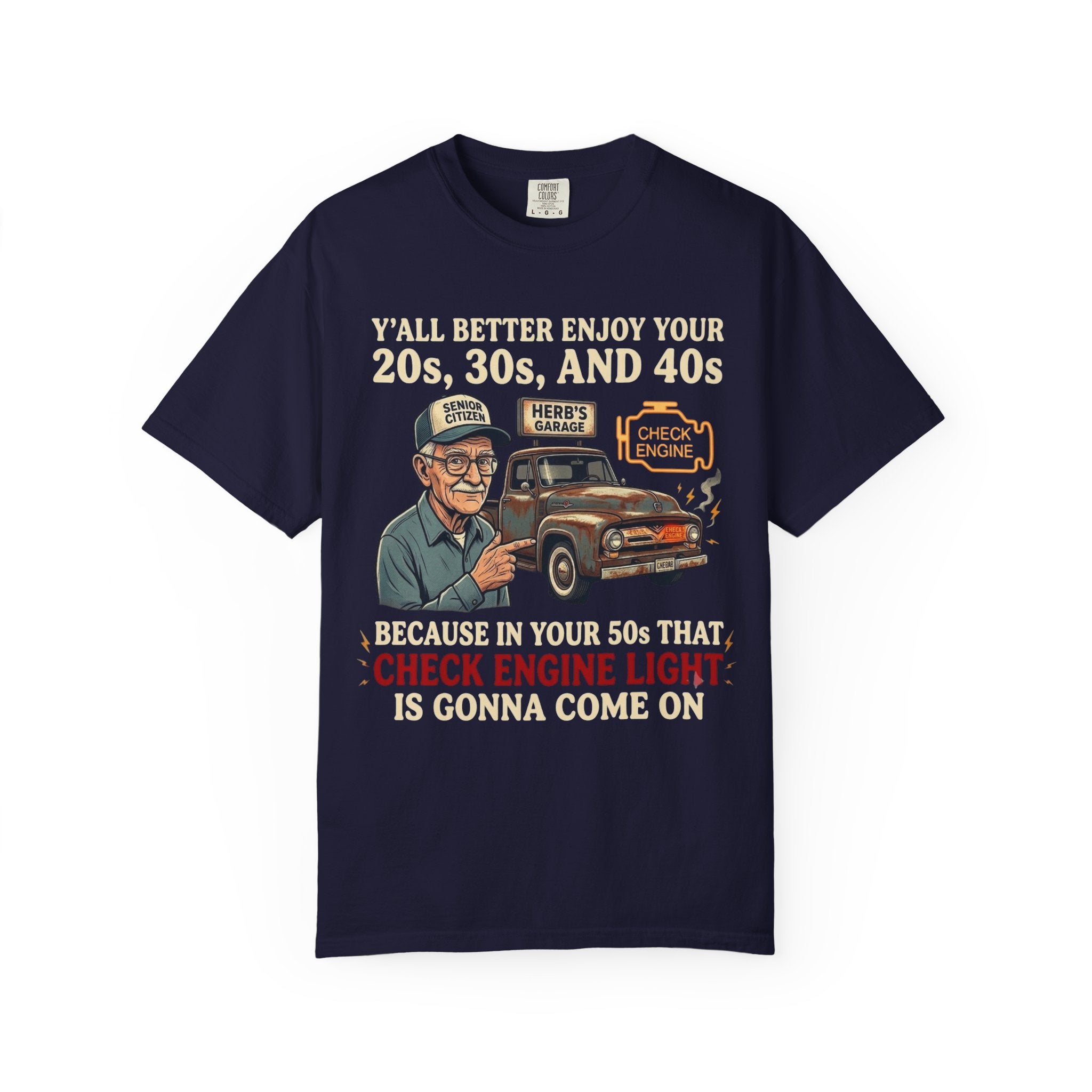 Check Engine Light Tee Shirt Funny Vintage Grandpa Truck Tee