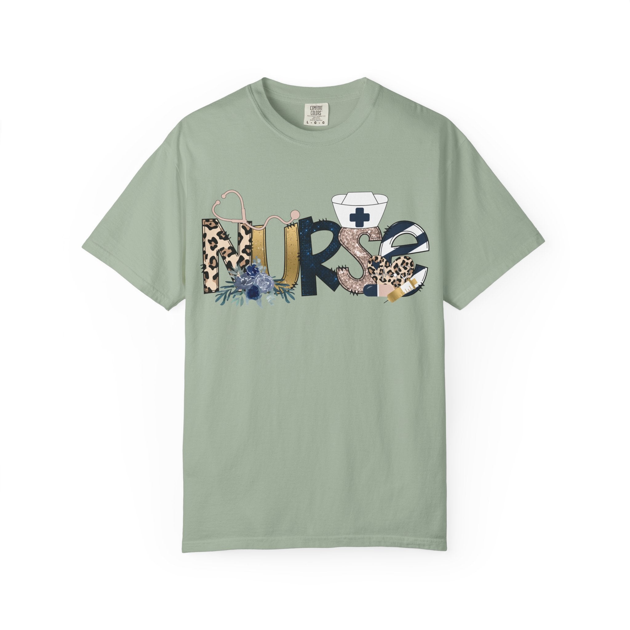 Nurse Floral Leopard Graphic T Shirt