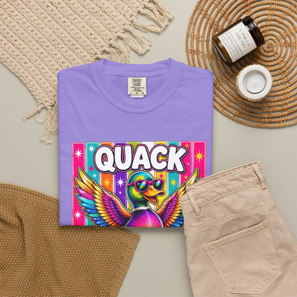 Quack Headed Duck T Shirt Vibrant Retro Rainbow Duck Graphic Tee