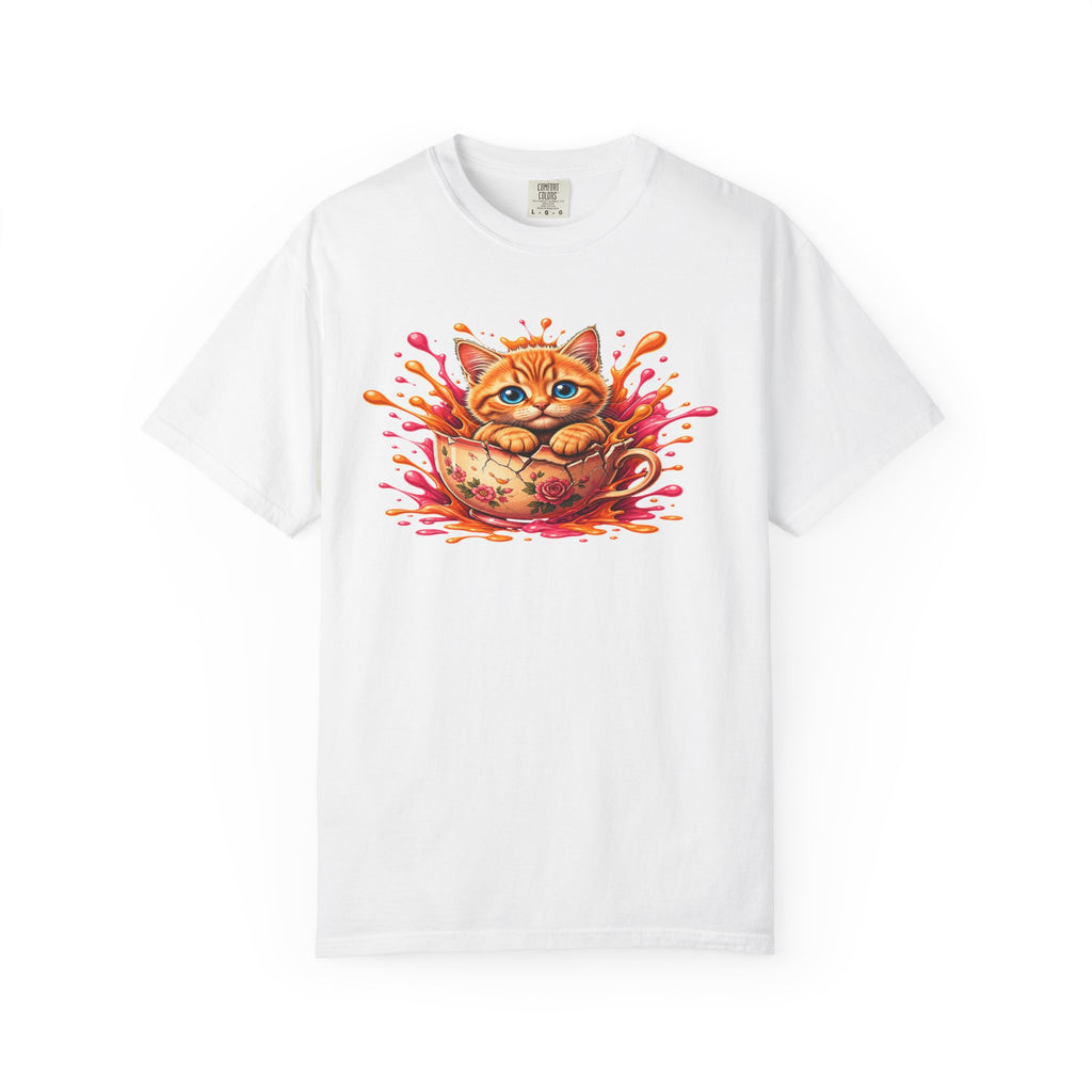 Cat Splash T Shirt Cute Orange Kitten Graphic Tee