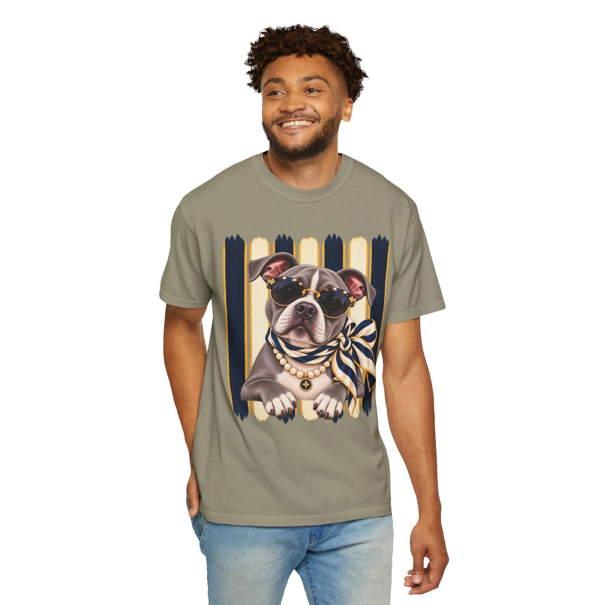 Pitbull Mom Shirt, Blue Gray Pit Bull Comfort Colors Tee, Chic Dog Lover Gift, Boutique Pet Graphic T-Shirt, Artsy Pet Lovers Collection