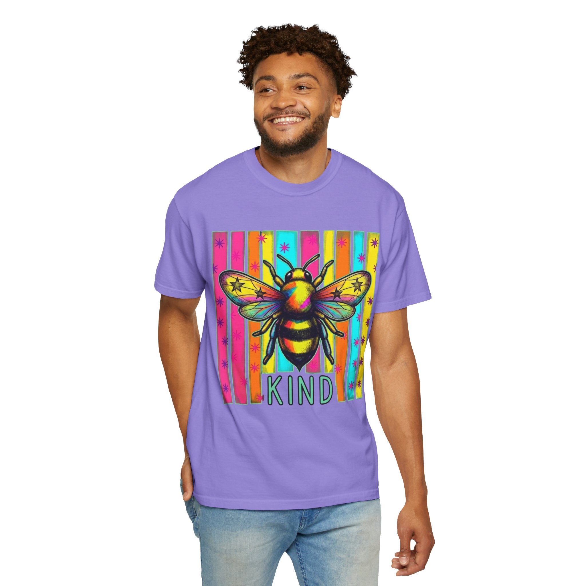 Bee Kind T Shirt Colorful Retro Striped Graphic Tee
