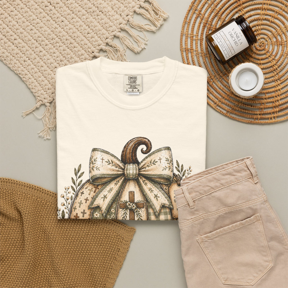 Pumpkin Blessings Tee Rustic Autumn Pumpkin with Grateful Heart Design