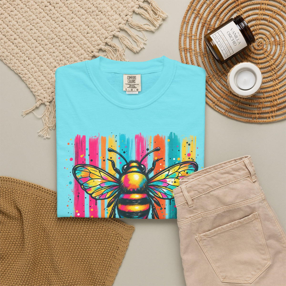 Bee Kind T Shirt Colorful Retro Striped Graphic Tee