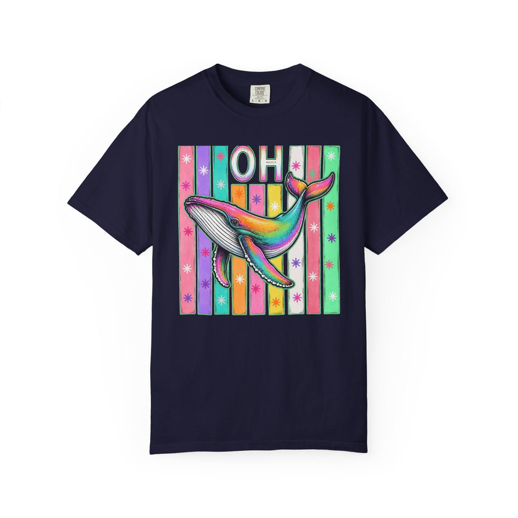 Oh Rainbow Whale T Shirt Retro Striped Graphic Tee
