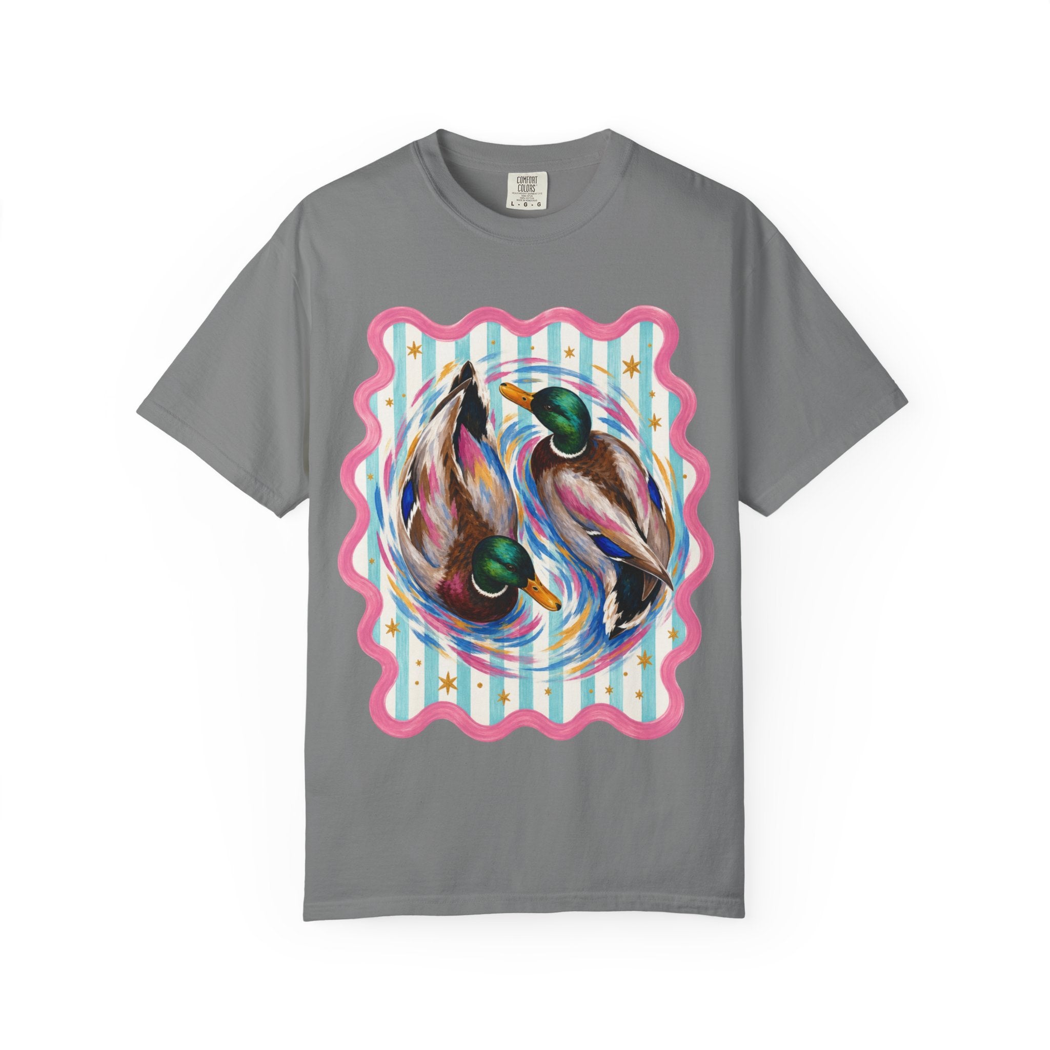 Mallard Duck Art T Shirt Colorful Paired Ducks Graphic Tee