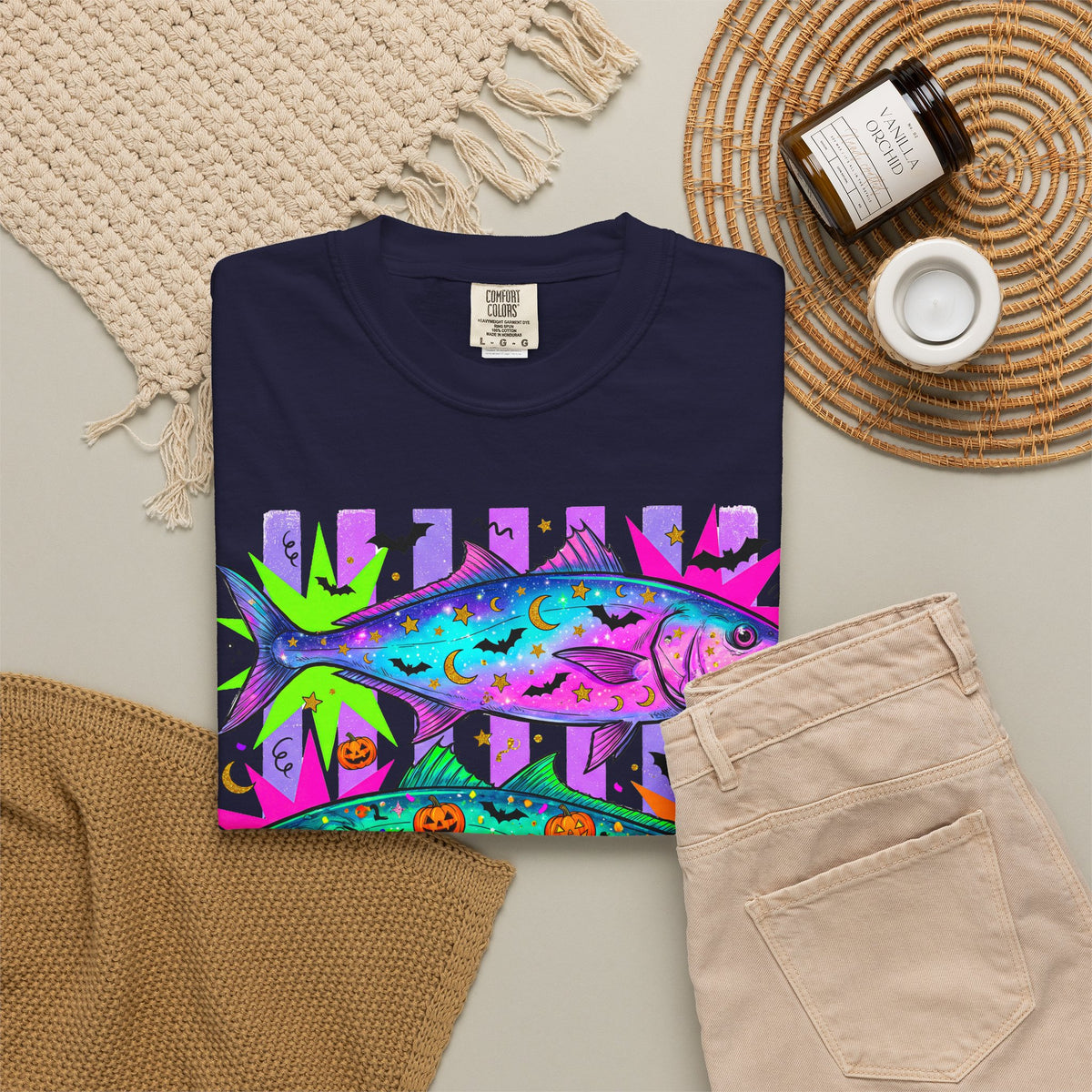 Bright Halloween Tropical Mackerel T-Shirt — Colorful Surf & Beach Fish Graphic Tee