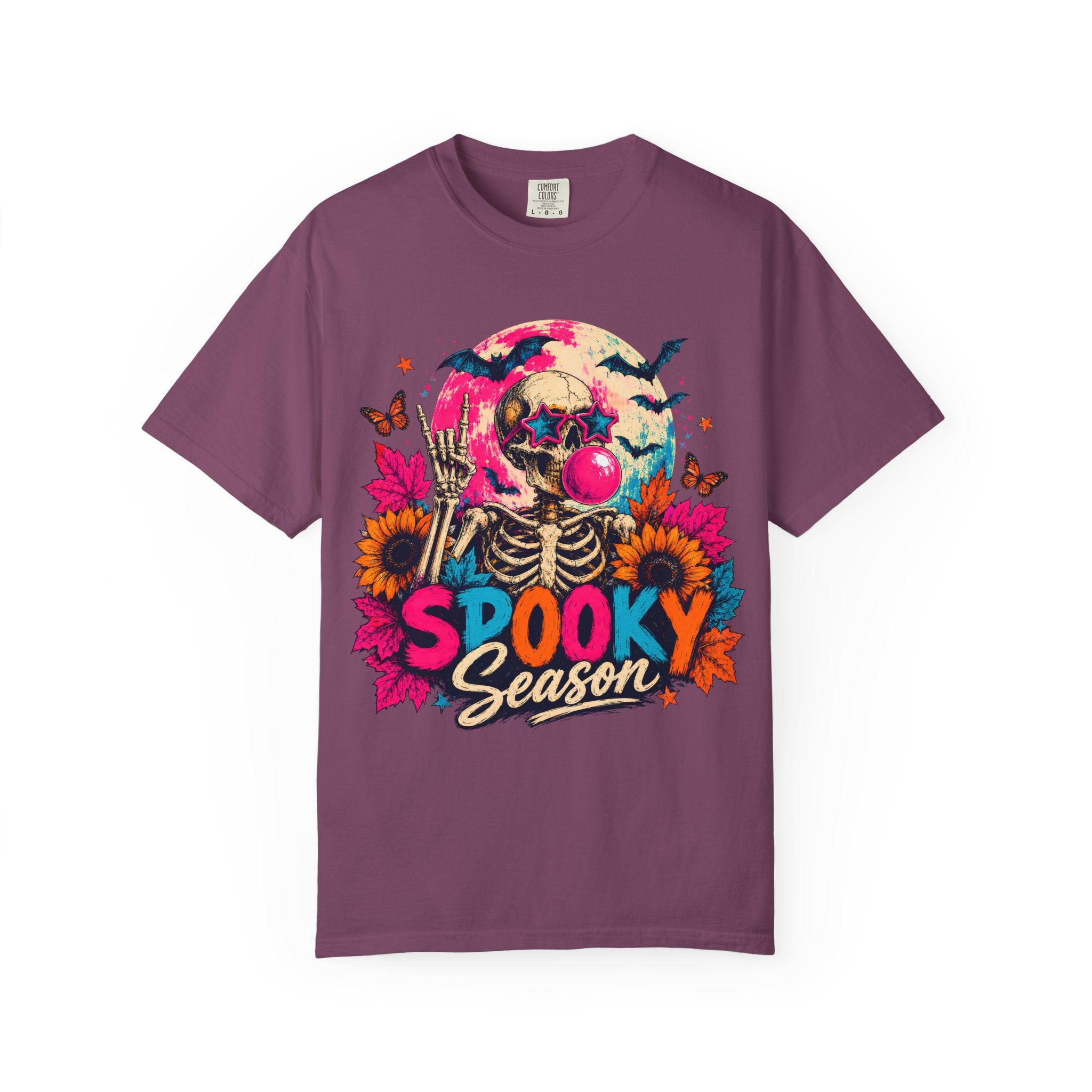 Spooky Season Skull T Shirt Colorful Halloween Skeleton Graphic Tee