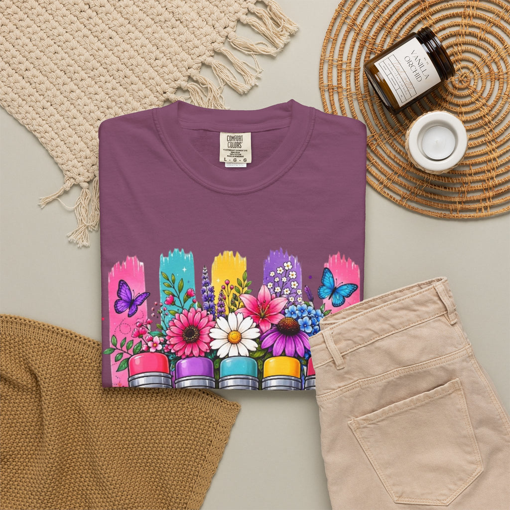 Teacher Pencil Bouquet T Shirt Colorful Floral Back to School Gift