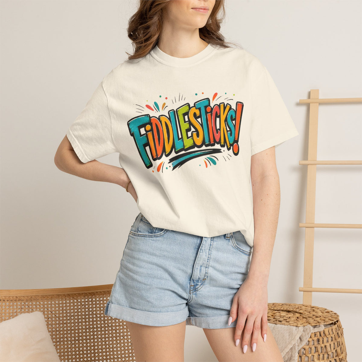 Fiddlesticks Graphic T Shirt Retro Colorful Fun Tee