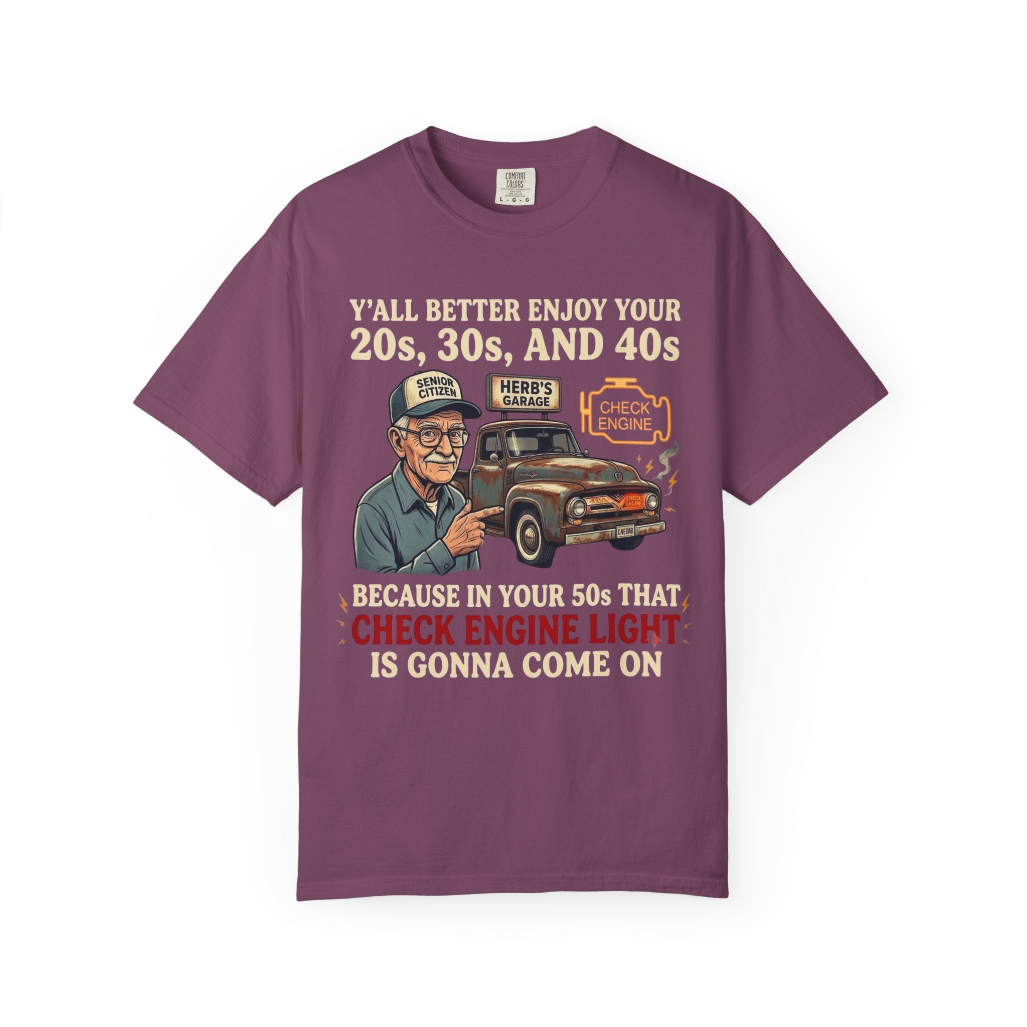 Check Engine Light Tee Shirt Funny Vintage Grandpa Truck Tee