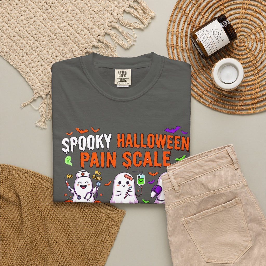 Halloween Ghost Pain Scale T-Shirt Spooky Halloween Pain Scale Nurse Funny Tee
