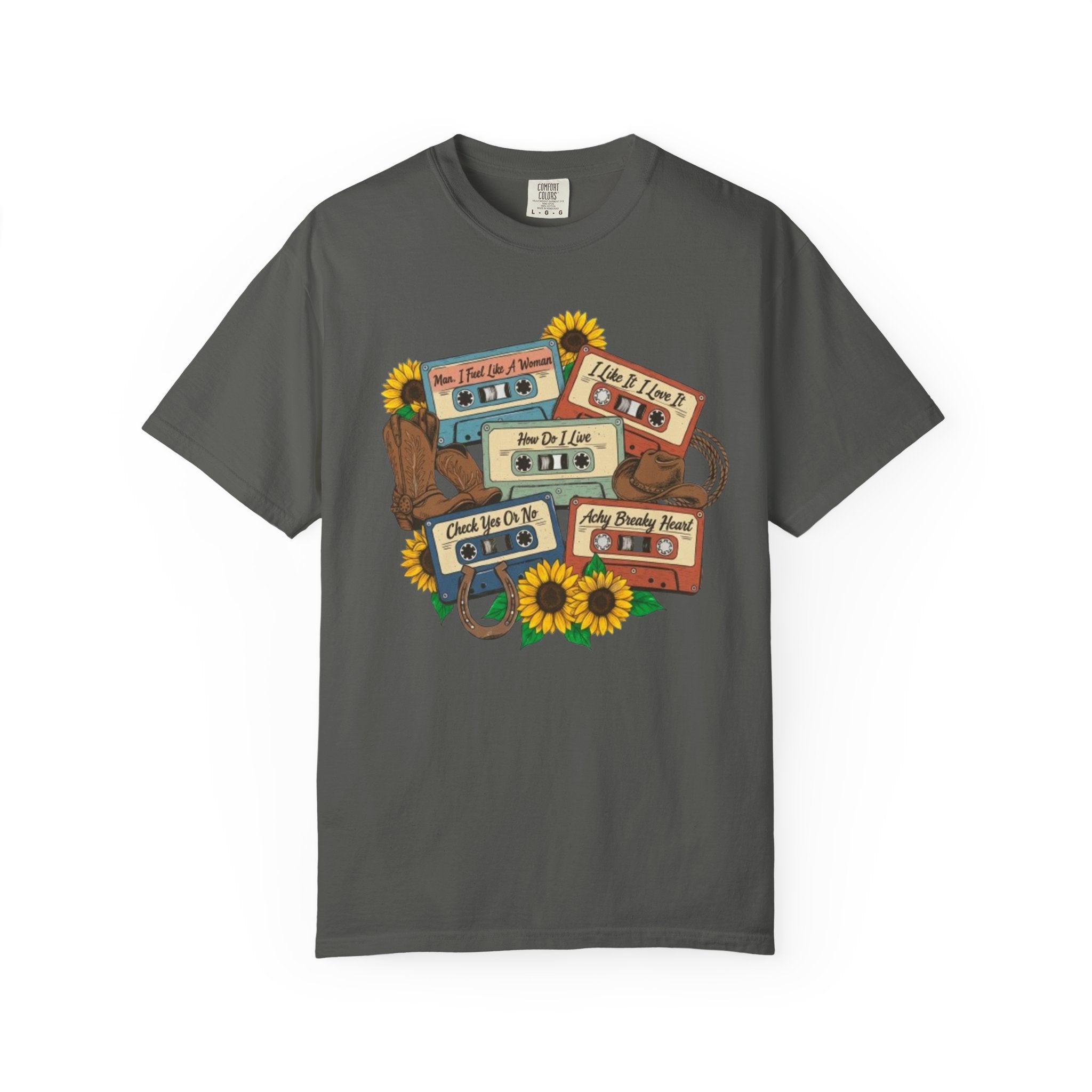 Cassette Mix T Shirt Retro Sunflower Tape Design