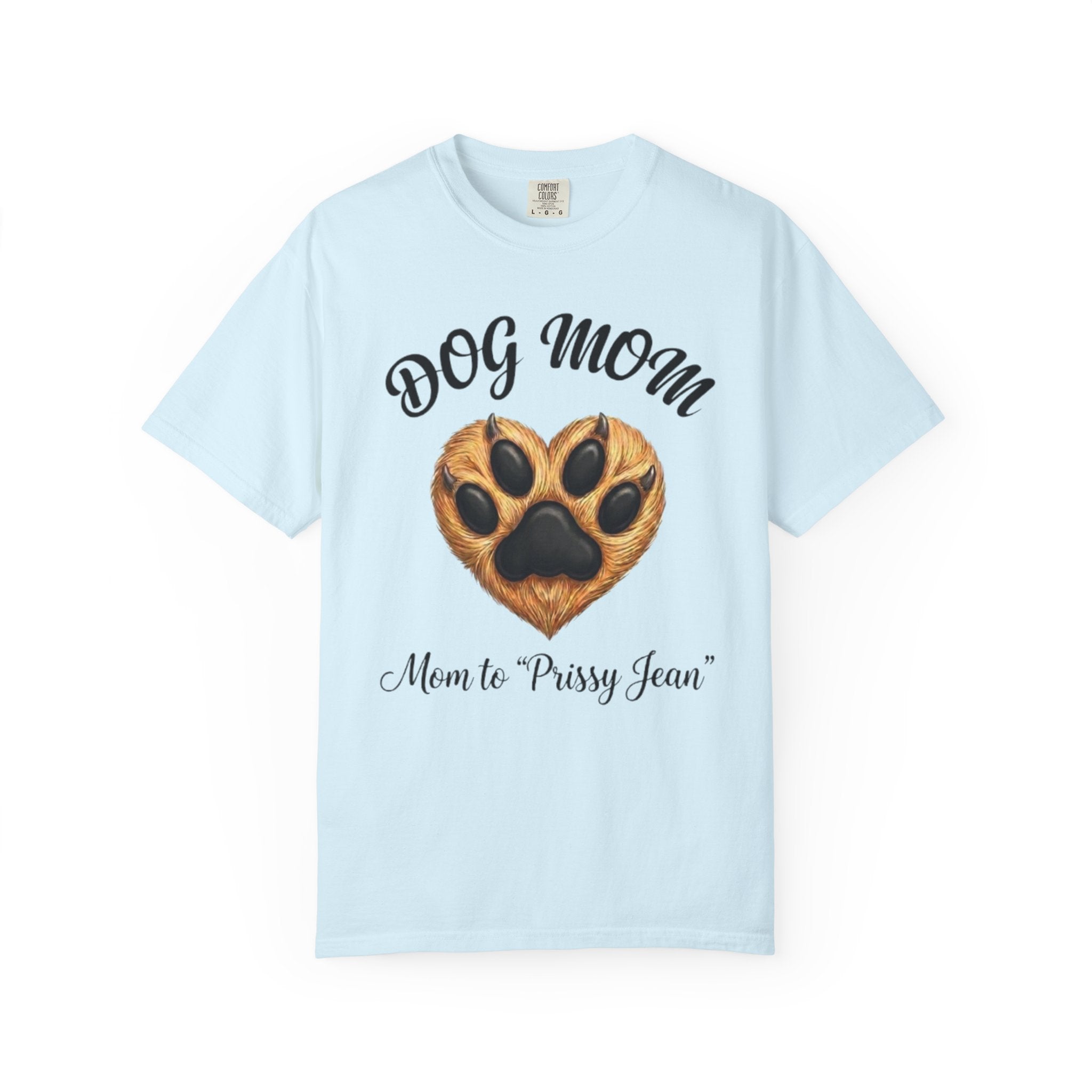 Dog Mom T-Shirt Heart Paw Print Mom to your DOGS name Pet Lover Tee