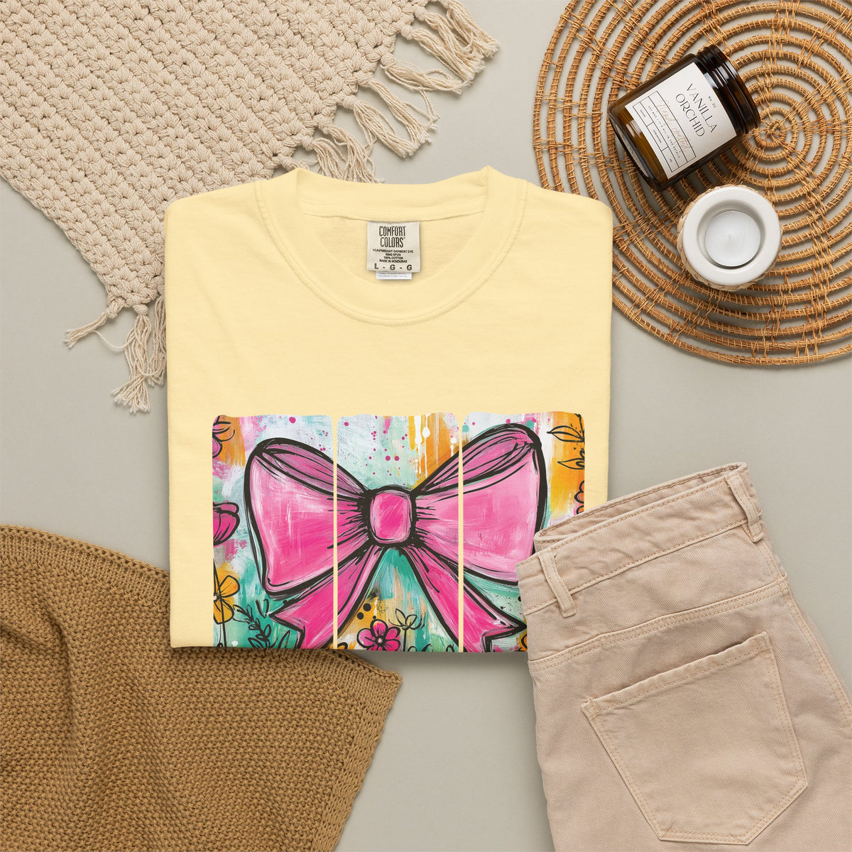 Pink Bow Floral Illustration Tee Shirt | She is Worthy Proverbs 31 Christian Tee